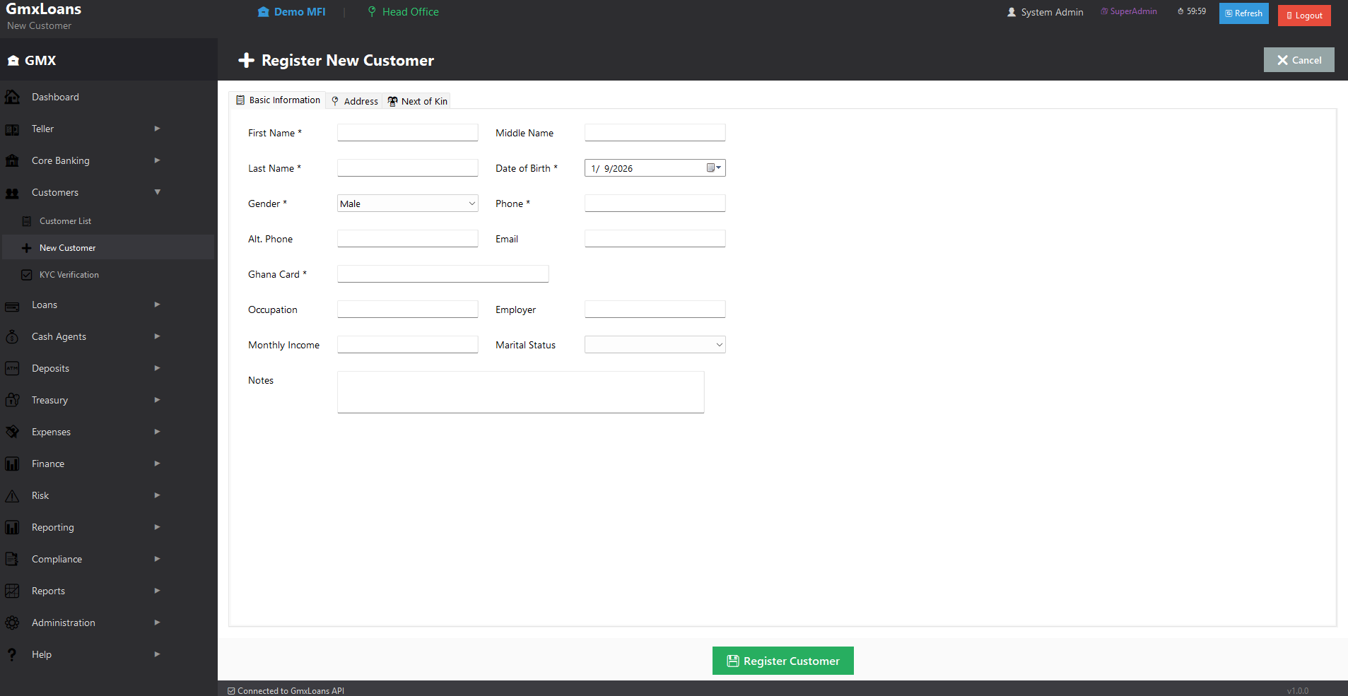 Customer Registration